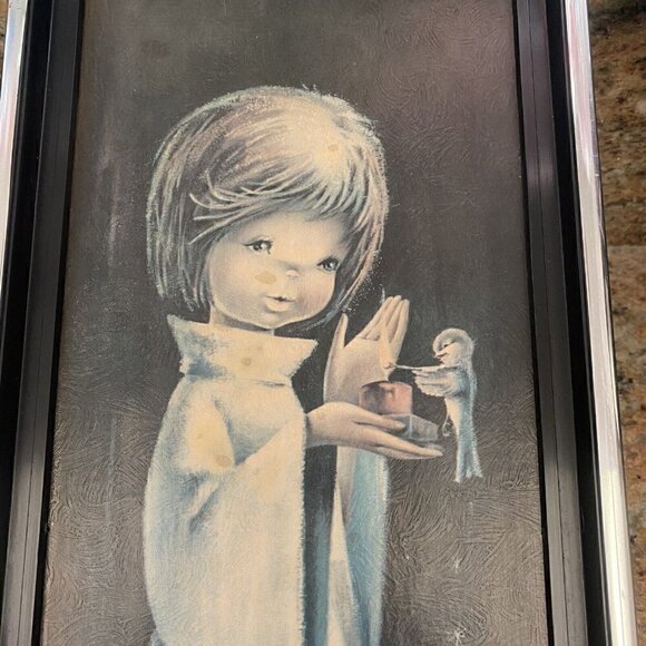 2 Piece Set Vintage I. Vemet Altar Boy/Girl Framed 1960s 1950s - Picture 4 of 9